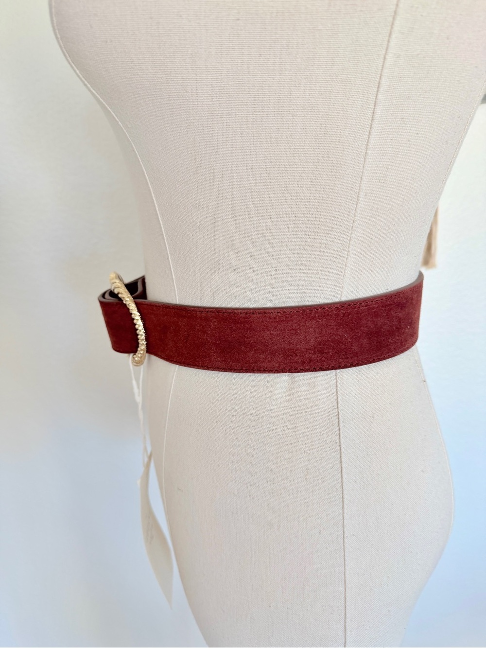 ♥️ SÉZANE Artemis Belt Mahogany Reddish Brown Suede Leather 80 - Picture 6 of 15